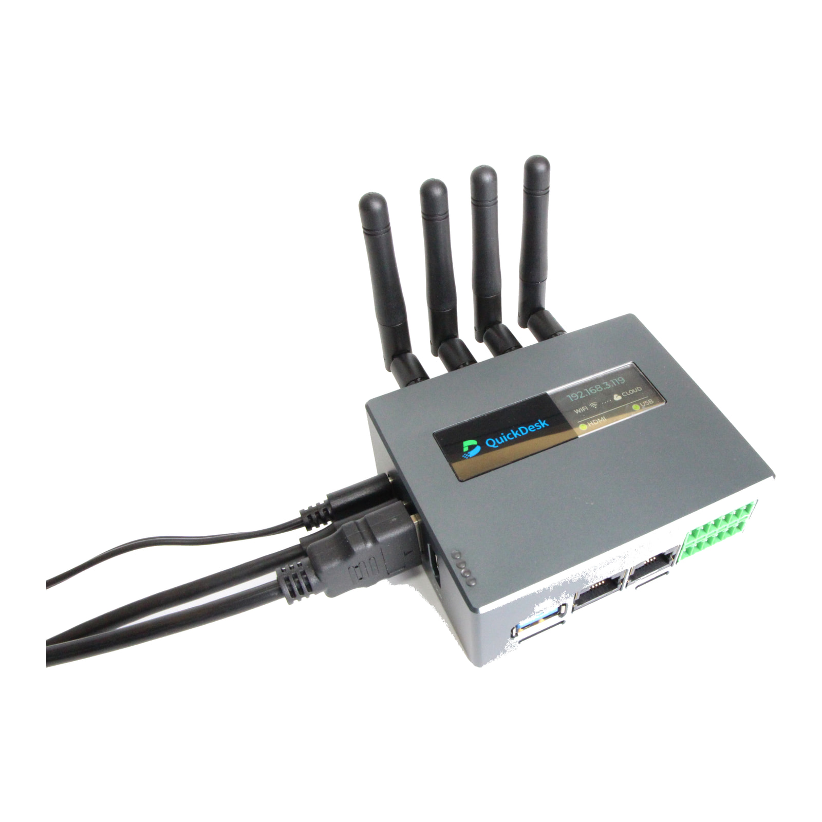 QuickDesk Pro with cables connected